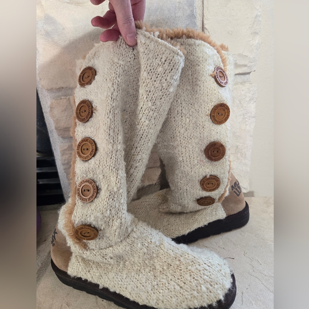 Muk Luks Tan and Brown Suede Boots